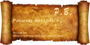 Patonay Belizár névjegykártya